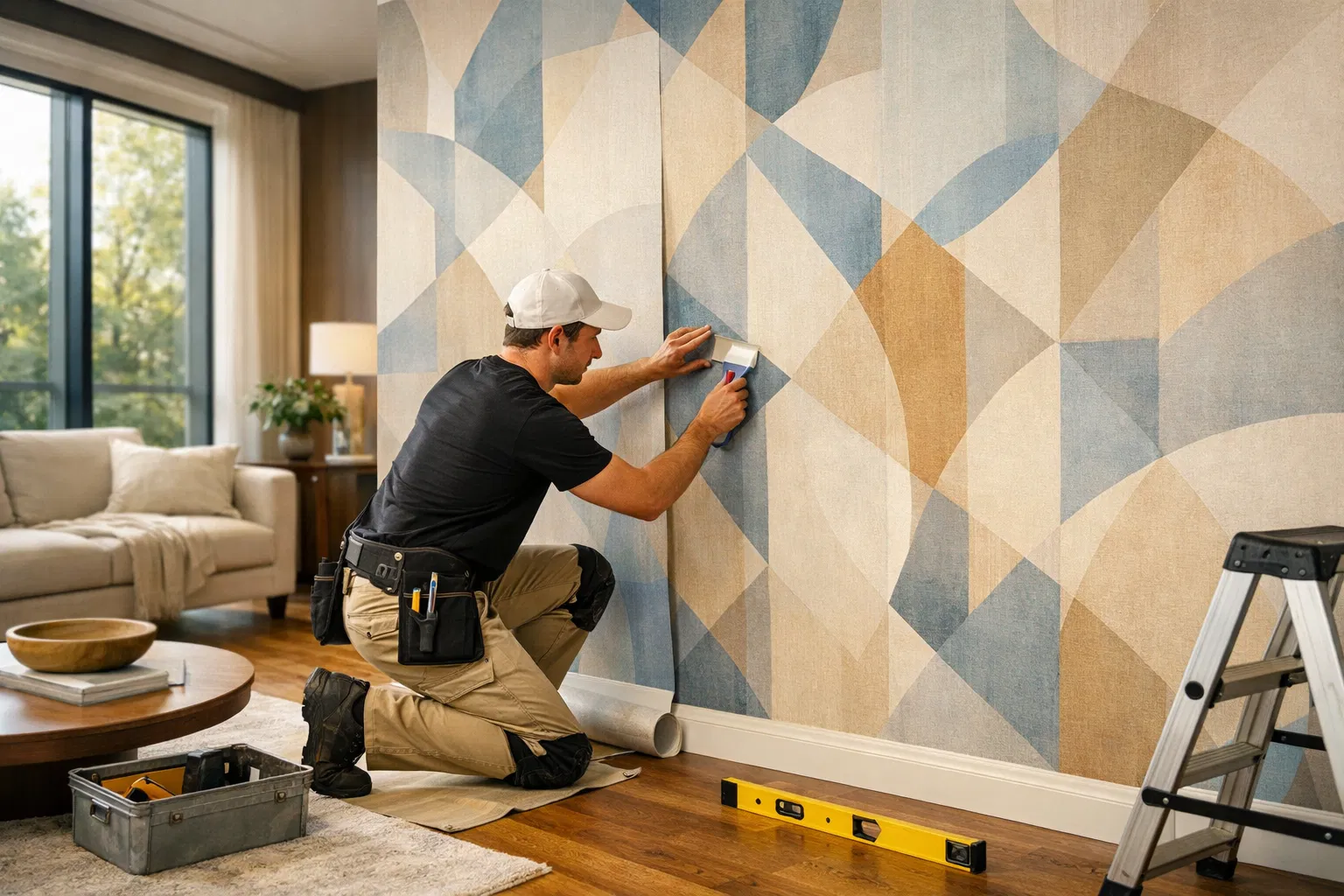 Ceiling Wallpaper Installation